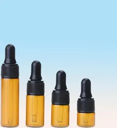 Black Tropper Cap Amber Glass Round Dropper Flaschen 1ml 2ml 3ml 5ml Probe ätherische Ölpipettenbehälter für Reise 8358671