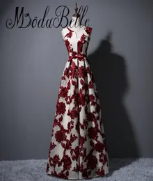 Rotes Blumenabendkleid Abendkleider 2017 Schnürung billiger kurzer Burgund -Prom -Kleider Robe Longue Femme Soiree4180110