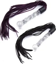 Viele neue echte Lederpeitsche Flogger Kristallglasgriff Quaste Riding SM Toy T1910287825519