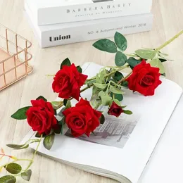 Decorative Flowers 82cm Faux Velvet Corner Rose Home Living Room Floor To Ceiling Artificial Flower Multi Head Bud Wedding Decoration