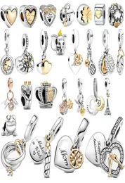 925 pund silver Ny mode charm 2022 silverpärlor, guld hjärtformade, födelsedagsljuspärlor, kompatibla med det ursprungliga P-armbandet, roman4165417