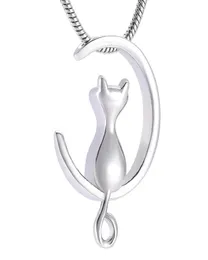 IJD10014 Moon Cat rostfri Stee Cremation Jewelry for Pet Memorial Urns Necklace Hold Ashes Keepsake Locket Jewelry7660279