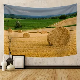 Taquestres Autumn Haystack Tapestry Papéis de parede boêmia Decoração de decoração de casa Sala de estar Mural Tapiz