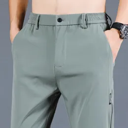 Весеннее лето мужские брюки Мужские брюки тонкие брюки Slim Fit Work Elastic Trainting Brants Mens Mens Plus Size 28-38 240412