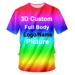 Custom Sua camiseta 3D exclusiva para homens moda Hip Hop O-Gobes de manga curta Tops abstratos Harajuku mens de masculino 240412