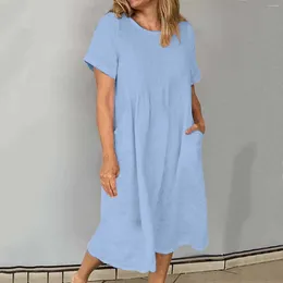 Summer Cotton Midi Dress With Pockets