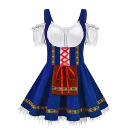 Sukienki swobodne kobiety Oktoberfest kostium cosplay tawerna barman dirndl sukienka niemiecka bawarska festiwal piwa karnawałowy