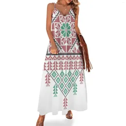 Casual Dresses Palestinian Realistic Tatreez Palestine Traditionell broderikonstdesign #2 - Drk ärmlös klänning Kvinnors sommar 2024