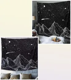Tapestries Sun Moon Black Tapestry Wall sospeso Ancient Mountain Witchcraft Hippie Carpets3818542