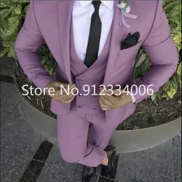 Neue Lavendel -Hochzeitsanzüge für Männer 3 Stück Slim Fit Formal Best Man Bräutigam Smoking klassische Männer Anzug für Party (Blazer+Weste+Hosen)