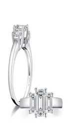 Anelli a grappolo Real 925 Gioielli ad anello argento solido 5x7 mm taglio smeraldo Diamond moissanite simulato per donna Wedding Fine regalo 3439652