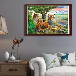 Tiger Family-Wooden Jigsaw Puzzle Art, peças de animais exclusivas, Game de lazer DIY Presente de brinquedo divertido para amigos familiares adequados