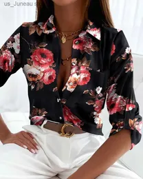 Женские блузкие рубашки осенние элегантные блузки для женской моды Top Top Floral Print Casual Long Slve рубашка и блуз
