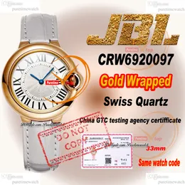 CRW6920097 스위스 쿼츠 여성 시계 JBLF 33mm 랩핑 18K 로즈 골드 케이스 실버 블랙 로마 다이얼 그레이 크록 스트랩 슈퍼 에디션 레이디스 시계 레이디 퓨레 타임 PTCAR