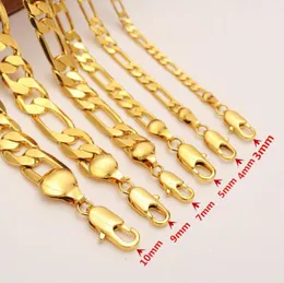 Mens Women039S Сплошное золото GF 4 5 7 9 10 мм ширина Select Italian Figaro Link Chain Bracelet модные украшения Why5408752