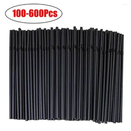 Kubki jednorazowe Straws 200 buah sedotan plastik hitam sekali pakai minum rietjes 21 cm koktail fleksibel panjang untuk akksesori minuman dapur