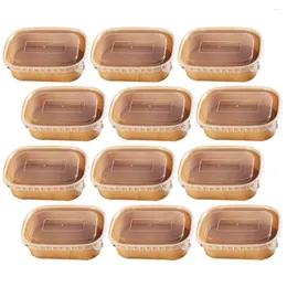 Miski 20 szt. Przezroczyste pudełka na lunch Chińskie pojemniki Opakowanie piknik Bento Kraft Paper Rice Sałatka
