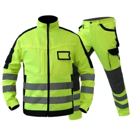 Hose Sicherheitsarbeit passt zu hoher Sichtbarkeit reflektierender Jacke und Hosen Set für Männer hi vis wekwear arbeitskleidung Männer Elektriker