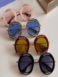 Fashion sunglasses 0113S womens personality letter stripe frame round sun glasses women casual party high quality UV400 with mirro9919393