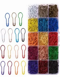 750 Pieces 15 Colors Assorted Bulb Safety Pins Pear Shaped Pins Knitting Stitch Markers Sewing Making with Storage Box6477936