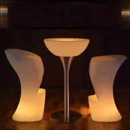 16 가지 색상 변경 방수 LED 라운드 칵테일 테이블 조명 빛나는 커피 바가 파티 이벤트 나이트 클럽을위한 높은 테이블