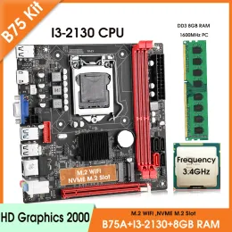 Motherboards B75 lga1155 motherboard set Intel Core i3 2130 processor 1*8GB DDR3 1600MHz Desktop memory Nvme M.2 WIFI M.2 Interface Kit
