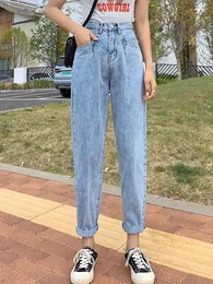 Calças de harema de jeans femininos de harema de harema