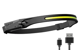 Scheinwerfer USB -Wiederaufladbar leichtes Kopflicht wetterfestem USBC -Eingang für Camping -Wanderschichtlampen2005042