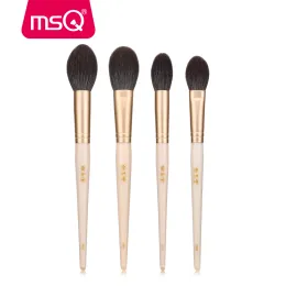 Kits MSQ 2PCS Makeup Brushes Set Goat Hair Highlight Blusher Powder Large Make up Brush Kits Gold ferrule Natural Wood Handle