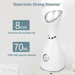 흰색 따뜻한 휴대용 및 차가운 핸드 전기 물 분무기 데스크탑 피부 얼굴 2 in 1 Face Steamer 240409