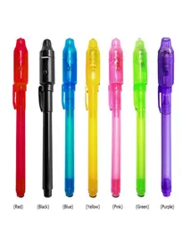 2020 Lysande ljus penna Big Head Magic Purple 2 i 1 UV Black Light Combo Drawing Invisible Ink Pen Learning Education Toys för CH3025990