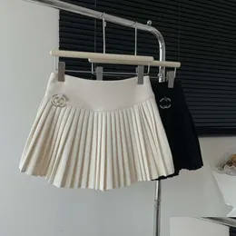 Юбки летняя женская дизайнерская юбка мода металлическая буква с высокой талией плиссированная анти-золотится тонкая мини-капля одежда женская ткани Dh9d2