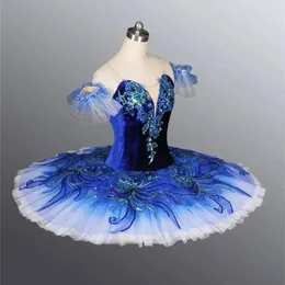 Stage Wear Royal Blue Professional Ballet Tutu Competiton Skirt Vestido de fantasia clássica rosa para meninas