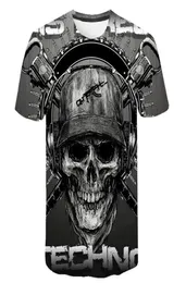 Skull T Shirt Men Skeleton Tshirt Punk Rock Tshirt Gun T Shirts 3D Print Tshirt Vintage Men Clothing Summer Tops Plus Size 6xl1353320
