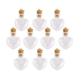 Ciotole 10pcs bicchiere di bottiglia in sughero ampoule con i ciondoli del cuore