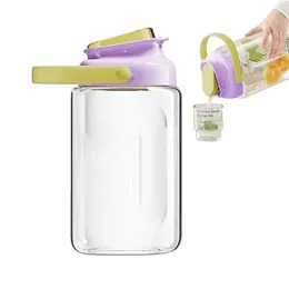 Vattenflaskor Mason Jar Pitcher Juice Container lufttät dryck kantan kylskåp kann trycker containrar med filterhandtag för mjölk iska te te