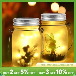 Solar Mason Jar Light Solar Lantern Fairy Lights مقاومة للماء IP65 شنقا مصباح الطاقة الشمسية الدائمة زخرفة حديقة الفناء 240408