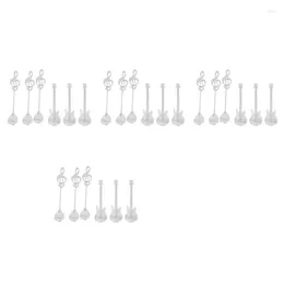 Kaffescoops Abf Spoons 24 Pack Creative Söta teskedar Rostfritt stål Staff Musical Notation Formed (12 Music Note 12 Guitar)