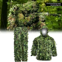 Spodnie na zewnątrz Ghillie garnitur wojskowy Kamuflaż ubrania dżungla 3D liściaste światło oddychający kamuflaż strój ubrania