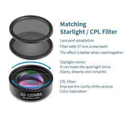 4K HD Telefonlins 30-120mm Macro Lens Long Distance Shot Cpl Star Filter för iPhone 15 Samsung Huawei Mobiltelefoner Tillbehör