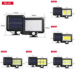 Nova luz alimentada solar com sensor de movimento ao ar livre Pir CoB Luz solar parede à prova d'água Lâmpada de segurança da rua de emergência para o jardim