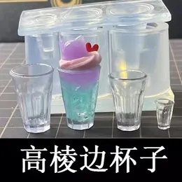 Molde de molde de resina 3D para molde de silicone para xícaras de chá de leite simuladas em miniatura e frasco de armazenamento selado