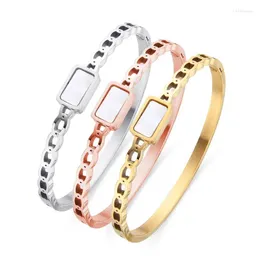 Bangle Fysara Vintage Punk Stainless Steel Chain Bracelets Chic Natural Shellitanium Watch Band Desgin Jewelry For Wome Drop Delivery Othu5