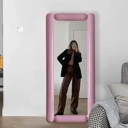 사각형 분홍색 전장 거울 한국 스타일의 대형 디자인 처녀 큰 거울 품질 장식 프레임 Espelho 가정 용품