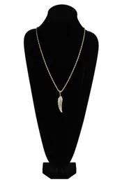 FashionGold White Gold Iced Out CZ Zirconia Lovers Angel Wing Necklace Chain Hip Hop Feather Wing Rapper Jewelry Gifts fo9018410