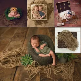 Blankets Born Jute Backdrop Blanket Baby Pography Prop Chunky Burlap Layer Net Care Gift