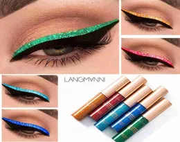 Langmanni ışıltılı parıltı gözleri astar, su geçirmez pigment giymeyi kolaylaştırır kırmızı beyaz altın sıvı eyeliner parıltılı makyaj