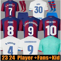 2023 2024 Camisetas de Soccer Jerseys Lewandowski Pedri Gavi 23 24 FC Ansu Fati Ferran Raphinha Dest Football Froot