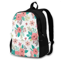 Rucksack Blumen Design Fashion Travel Laptop Schultasche Blumenmuster Printage Pink Girly Rosen Shabby Chic