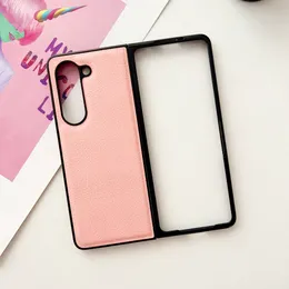 Samsung Galaxy z Fold 5 4 3 Zfold5 Case Luxury Plain Leather Matte Folpproof Protection Hard Back Cover 액세서리